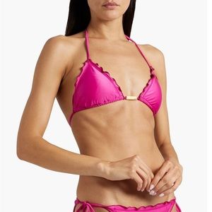 VIX PAULA HERMANNY Magenta Ripple ruffle-trimmed triangle bikini top, sz M. NWT